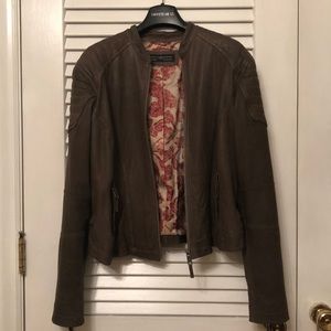 Moto style jacket in buttery mocha matte leather